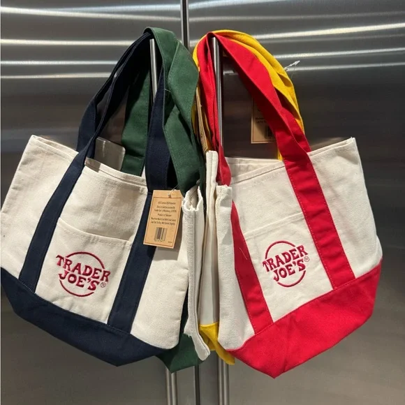 Trader Joe's Canvas Tote Bags Set of 4 inNEW primary
Colors❤️💛💚💙keep/share - Picture 8 of 8